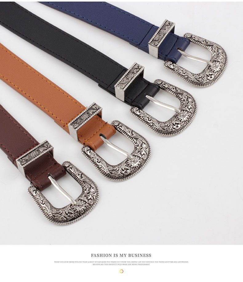 Hup Women Black Leather Western Cowgirl Waist Belt Metal Buckle Waistband New Hot Belts