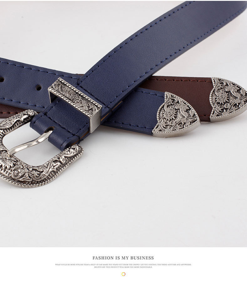 Hup Women Black Leather Western Cowgirl Waist Belt Metal Buckle Waistband New Hot Belts