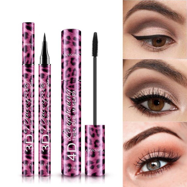 Big Eyes Mascara Eyeliner 2 In 1 Makeup Set Waterproof Long Lasting Thick Curly 3 Dimensions Eyelashes  Makeup
