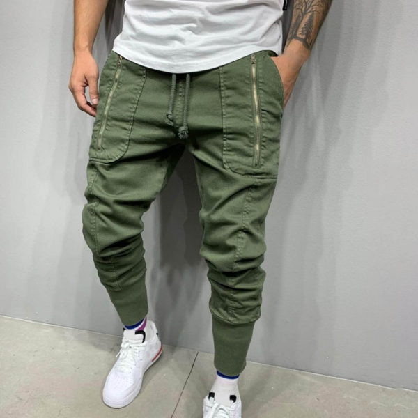 2022 New Cargo Pants Men Green Fashion Casual Pencil Trousers Multi-Pocket Zipper Hip Hop Style  Trousers
