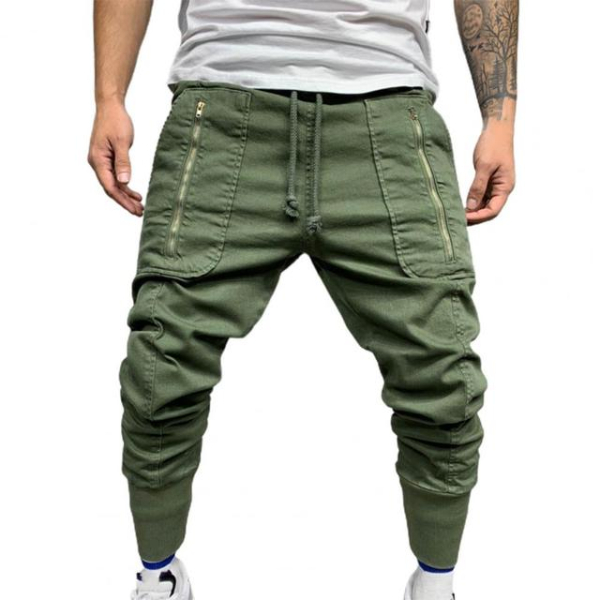 2022 New Cargo Pants Men Green Fashion Casual Pencil Trousers Multi-Pocket Zipper Hip Hop Style  Trousers