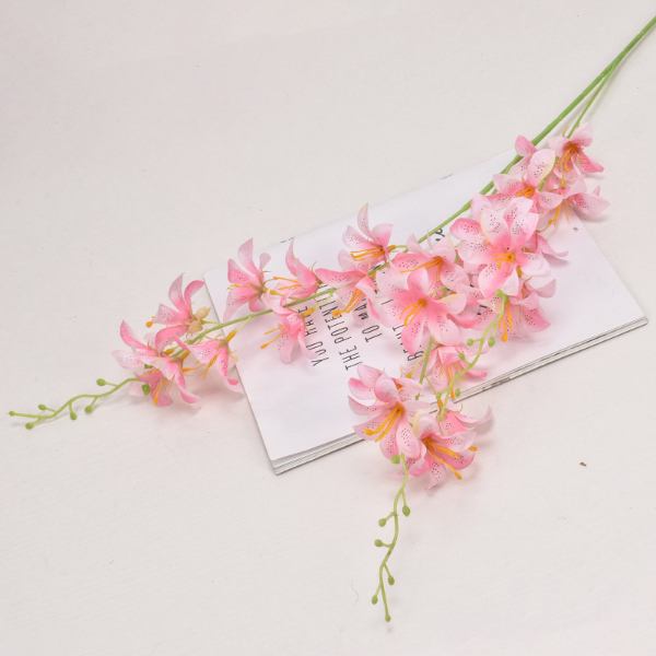 5PCS 27 heads of high branch small lily artificial flowers for home wedding decoration auditorium Home Improvement