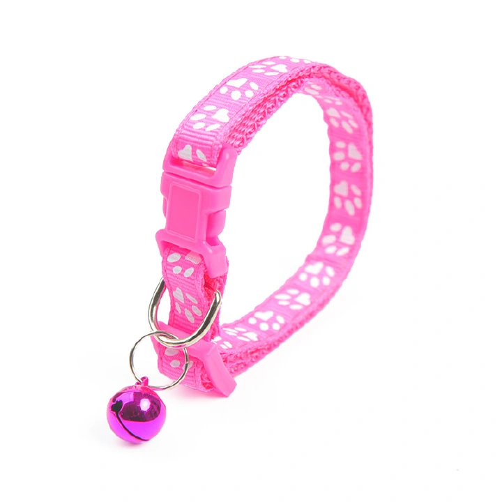 Collars, Harnesses & Leashes   Colorful Cat Collar Cat Necklace Dog Paw Printing Adjustable Collar Tone Footprints Pet Collar Pendant With Bells Pet Supplies