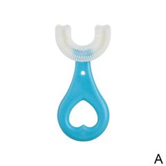 Cute U-shaped Baby Toothbrush Children's Teeth Oral Care Cleaning Brush Convenient and Baby Care Pink 9*5CM Blue one size