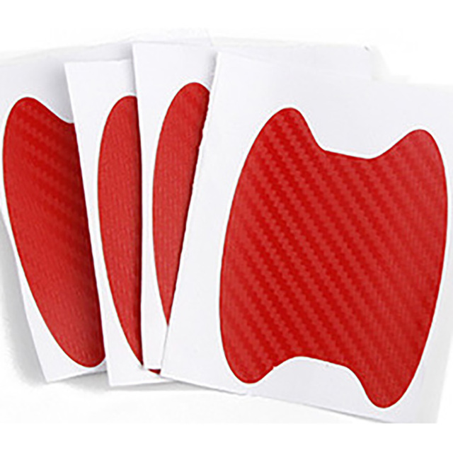 4pcs/Set Carbon Fiber Texture Car Door Handle Cup Scratch Protective Stickers Exterior Waterproof Auto Exterior Accessories