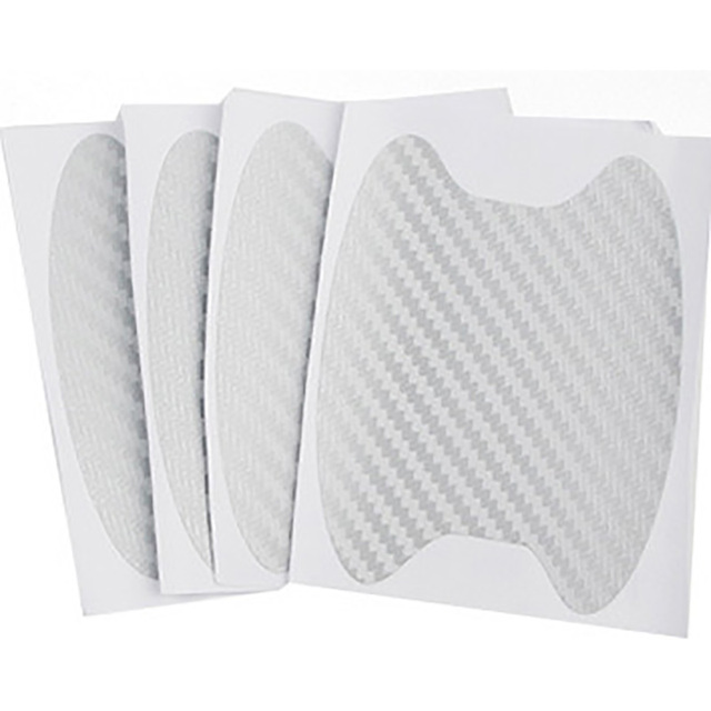 4pcs/Set Carbon Fiber Texture Car Door Handle Cup Scratch Protective Stickers Exterior Waterproof Auto Exterior Accessories