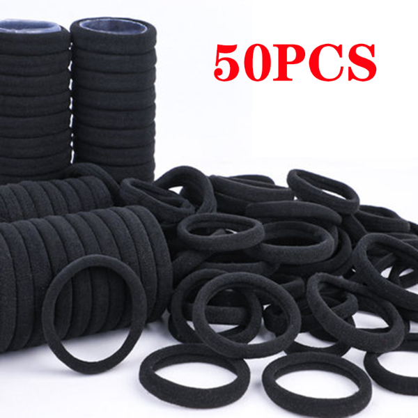 50Pcs High Elastic Hair Bands for Women Girls Black Hairband Rubber Ties Ponytail Holder Scrunchies Kids Hair Accessories