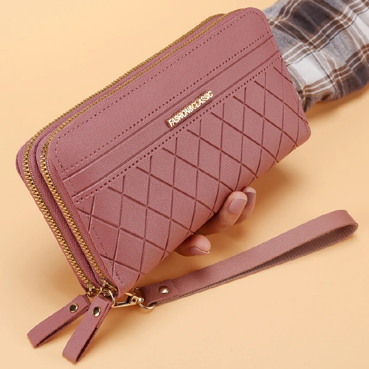 Wallets & Holders Double Zipper Long Wallet for Women Simple Female Purses Coin Purse Card Holder Fashion Bags Retro Large Capacity