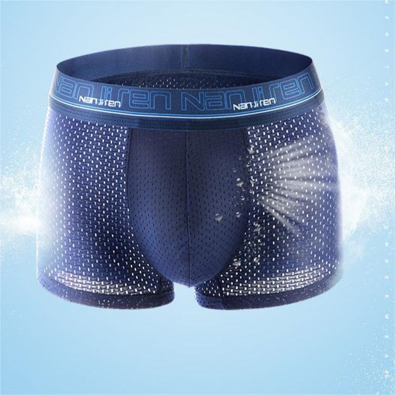 4pcs Briefs Simple And Personalized, Versatile Summer Ice Silk Men'S Underwear, Breathable Shorts, Mesh Boxer Shorts