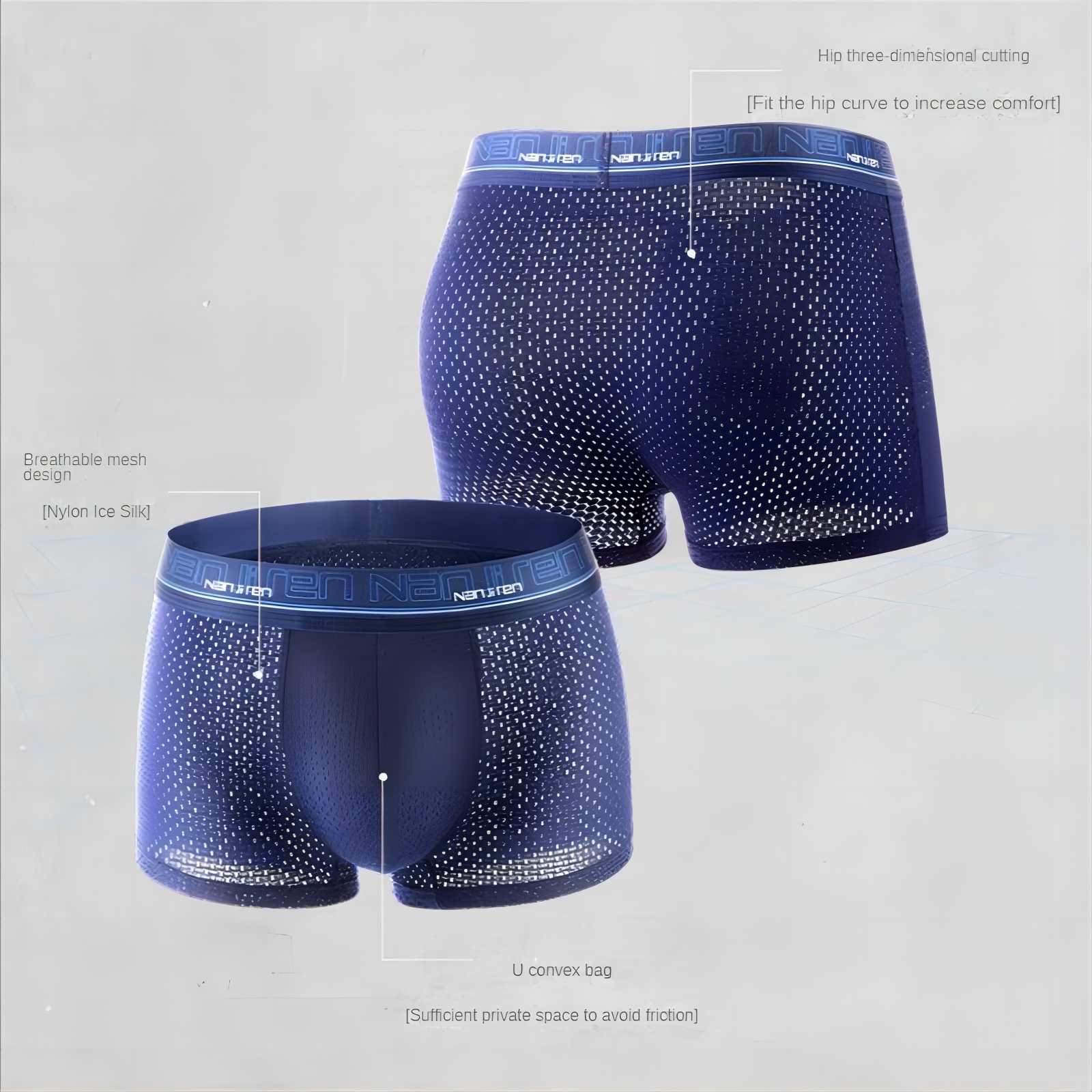 4pcs Briefs Simple And Personalized, Versatile Summer Ice Silk Men'S Underwear, Breathable Shorts, Mesh Boxer Shorts