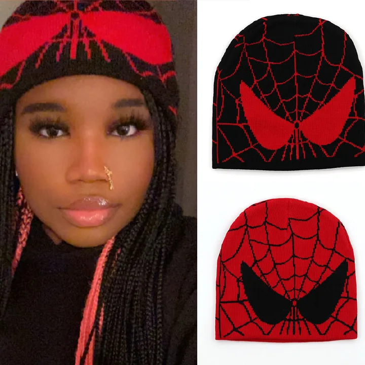Cartoon Spider Embroidered Balaclava For Men Wool Beanie Gift For Boys