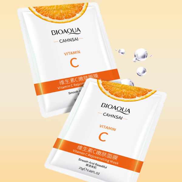BIOAQUA 5pcs/lot Vitamin C Facial Mask Whitening Deep Nourishing Brighten Skin Care