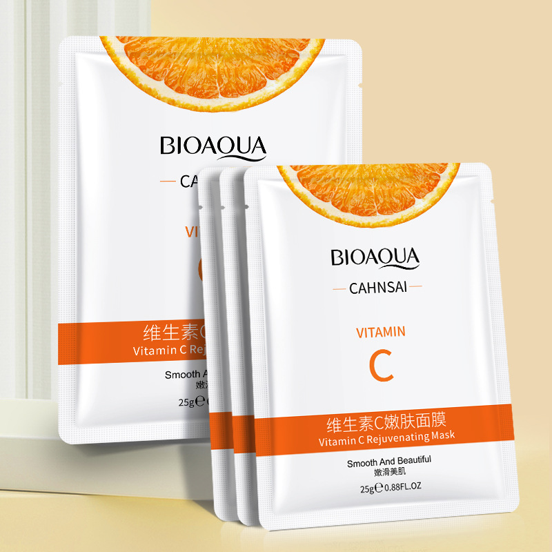 BIOAQUA 5pcs/lot Vitamin C Facial Mask Whitening Deep Nourishing Brighten Skin Care