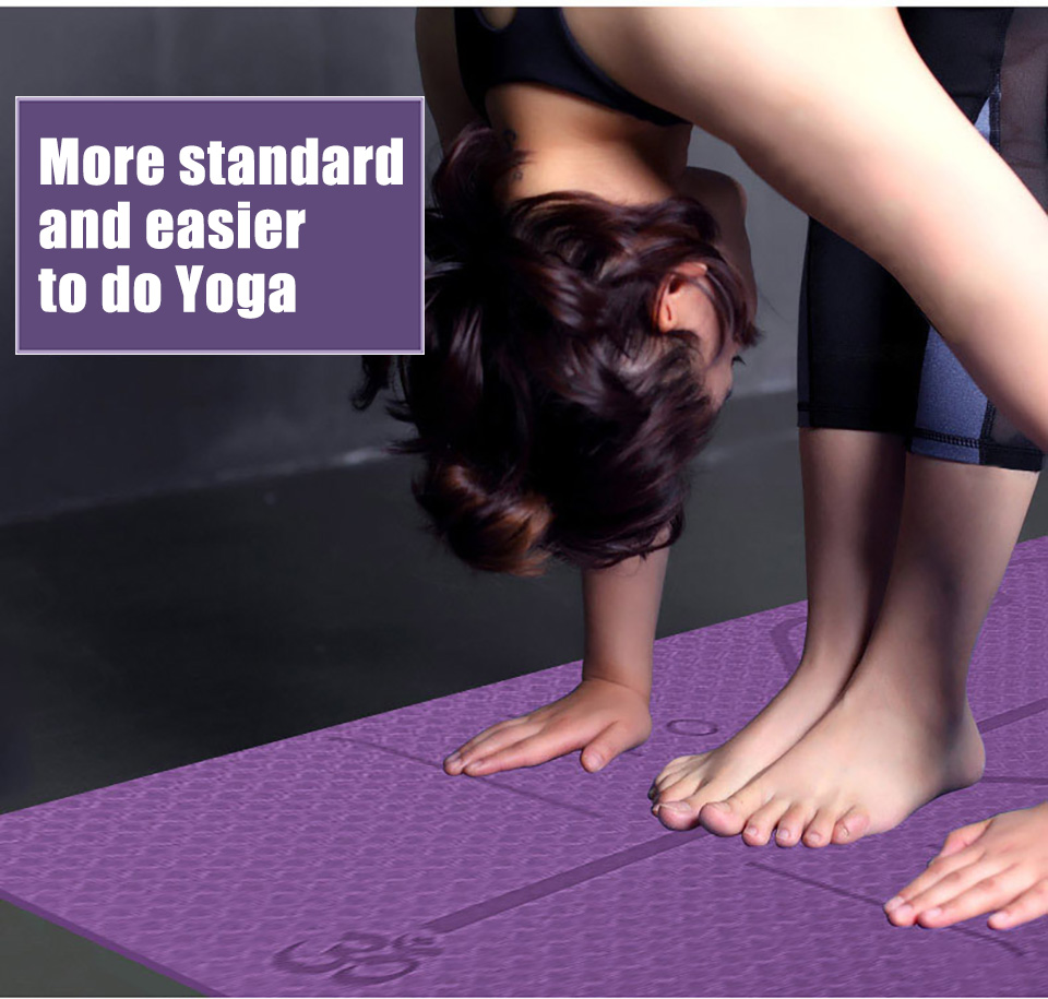 TPE Yoga Mat with Position Line Non Slip Carpet Mat For Exercise Mats