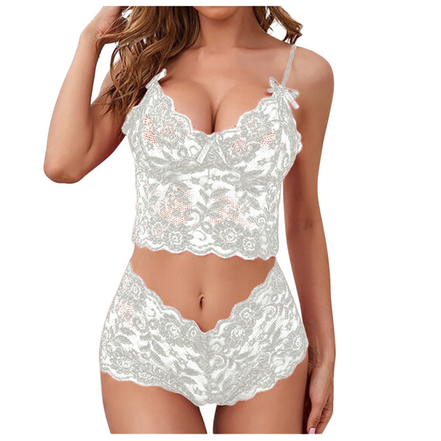 Sexy Women Lingerie Set Thin Lace Flower Printed Underwear Suit Female Adjustable Shoulder Strap Lingerie