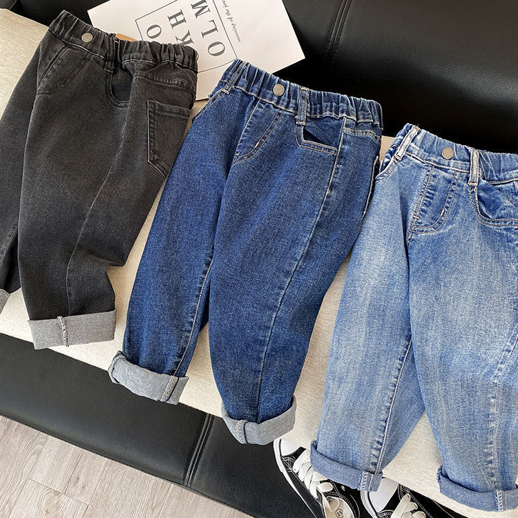 Boys jeans 2022 spring new baby all-match foreign style long pants children's casual pants Trousers