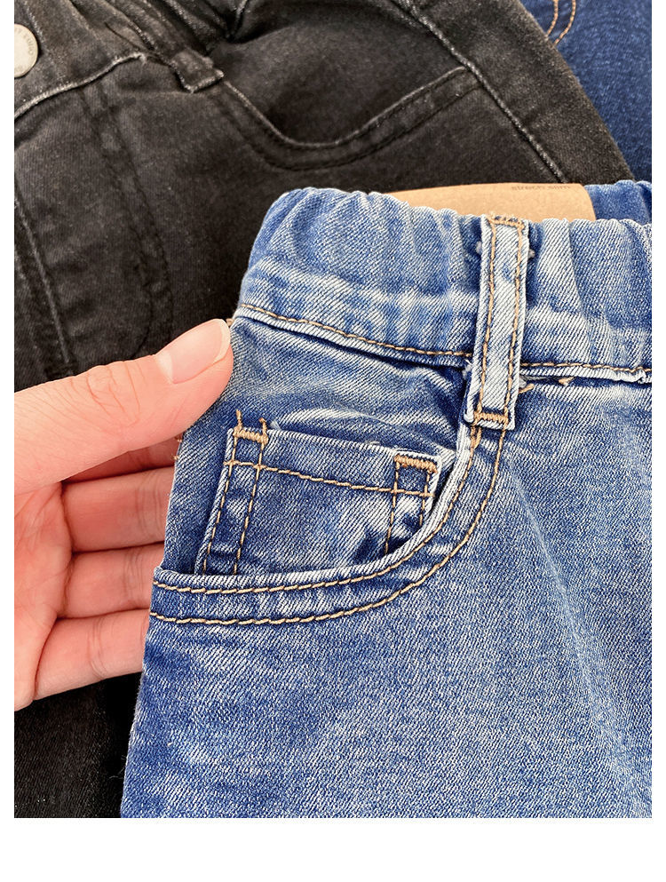 Boys jeans 2022 spring new baby all-match foreign style long pants children's casual pants Trousers