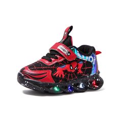 Athletic Children's new leather sports shoes Athletic boys' spring and autumn single shoes girls' LED luminous light learning shoes 27 Red Red 26