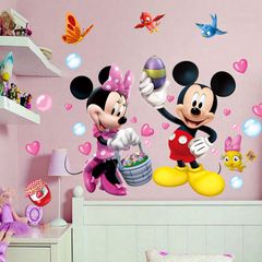 Home Decor  3D Cartoon Mickey Minnie Wall Stickers For Kids Room Bedroom Wall Decoration Home Decor Color combination 40*80 Multicolor one size Mickey 70*80CM