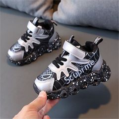Sneakers Children'S Sports And Leisure Simple And Personalized Versatile Boys' Light Running Shoes With Lights 22 Silver