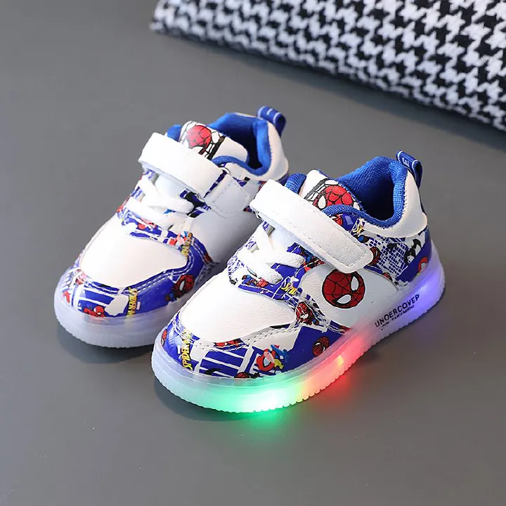Sneakers Simple And Personalized Versatile New Boys' Cartoon Illuminated Casual Middle And Small Children'S Soft Sole Illuminated Shoes
