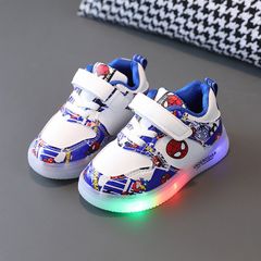 Sneakers Simple And Personalized Versatile New Boys' Cartoon Illuminated Casual Middle And Small Children'S Soft Sole Illuminated Shoes 22 Blue