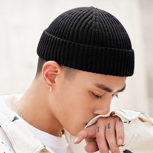 Men Fashion Knitted Hats Boy Skullcap Male Beanie Winter Retro Brimless Baggy Melon Hats & Caps