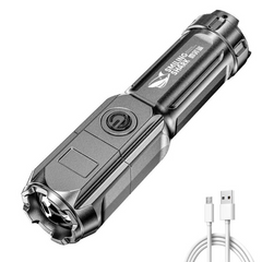 Bright Flashlight ABS Strong Light Focusing Led Flash Light Rechargeable  Outdoor  Flashlights, Lanterns & Lights Small portable ultra-bright household xenon lamp outdoor long-rang grey