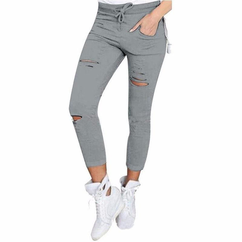 2021 Cargo Pants Women Fashion Slim High Waisted Stretchy Skinny Broken Trousers & Leggings