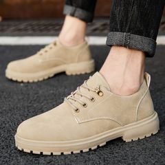 Men's Shoes Spring Leather Shoes Men's Low-cut Tooling Martin Boots Casual Waterproof Men Boots beige 41