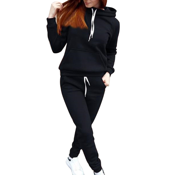 Hot Sale Simple Women's Autumn Sports Suit Hooded Sweatshirts And Pants Suits & Separates