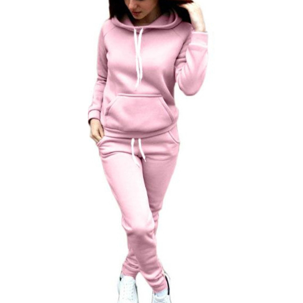 Hot Sale Simple Women's Autumn Sports Suit Hooded Sweatshirts And Pants Suits & Separates