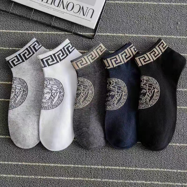 5PCS Socks Men's Socks Breathable Retro Sweat-absorbing Boat Socks Low-top Shallow Mouth Business Trend Casual Socks