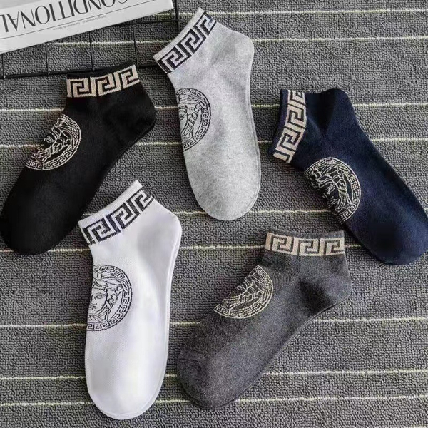 5PCS Socks Men's Socks Breathable Retro Sweat-absorbing Boat Socks Low-top Shallow Mouth Business Trend Casual Socks