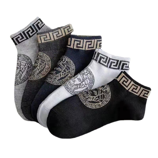 5PCS Socks Men's Socks Breathable Retro Sweat-absorbing Boat Socks Low-top Shallow Mouth Business Trend Casual Socks