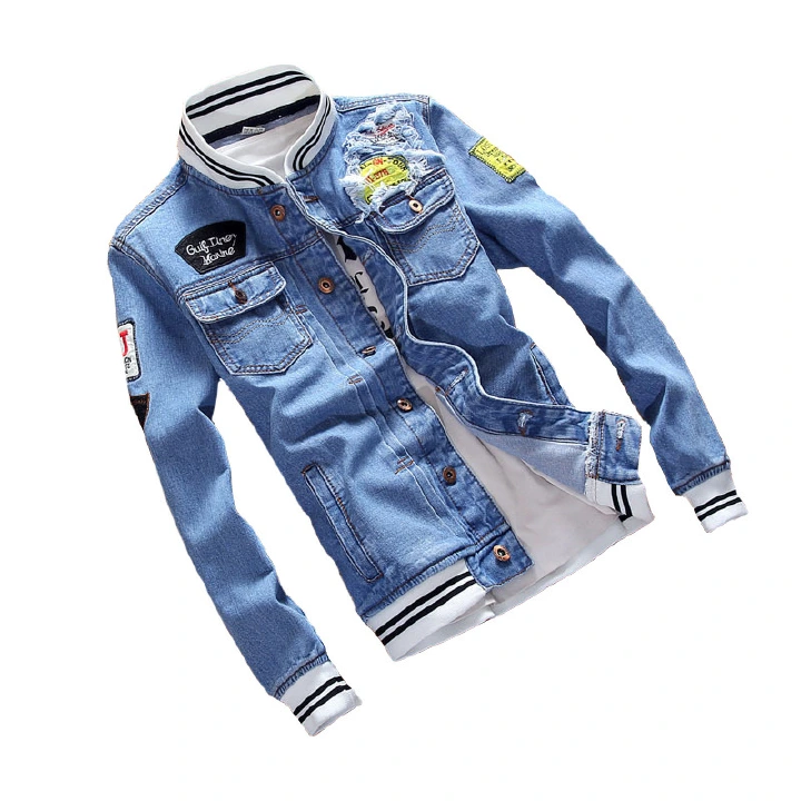 Jackets & Trench Coats Denim jacket men's autumn men's baseball jersey Korean version slim fashion men's coat cross-border large size jacket denim jacket men's autumn men's clothing