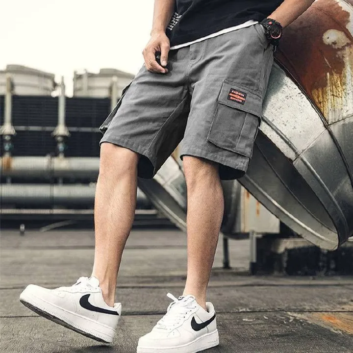 Shorts Men'S Summer Quarter Pants Straight Pocket Fashion Breathable Medium Pants Casual Quick Drying Student Cargo Shorts