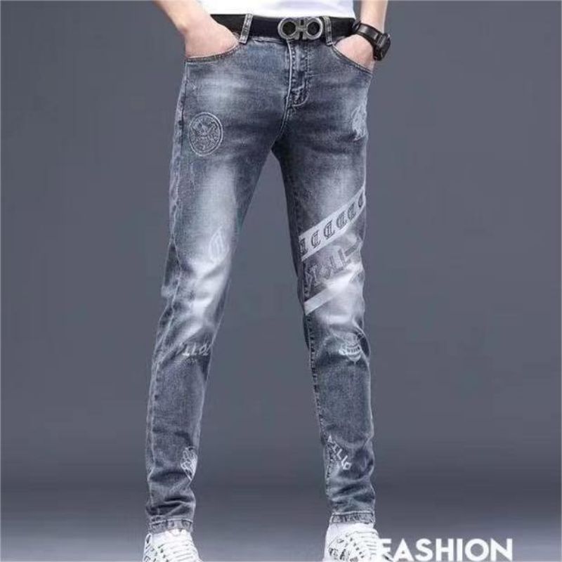 Jeans This Year's Popular Spring And Autumn New Jeans Men's Winter Thick Loose Straight Leg All Small Feet Casual Long Pants Blue 28Blue,28