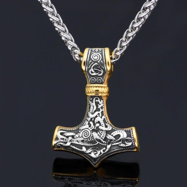 Viking Celtic Thor's Hammer Pendant Necklace for Men Boys Fashion Necklaces & Pendants