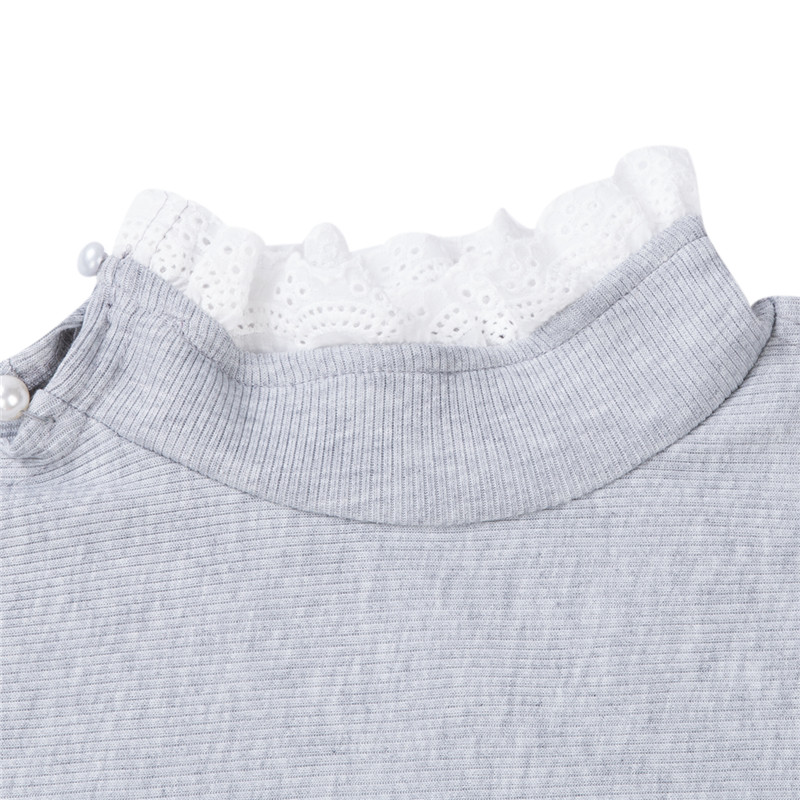 Fashion Women Lace Hollow Out Turtleneck Sweater Tops Pearl Tops Ladies Autumn Warm  Tops