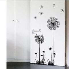 Hot Black Dandelion Sitting Room Bedroom Wall Stickers Household Adornment Wall Home Textile Black  Wall Stickers Black one size