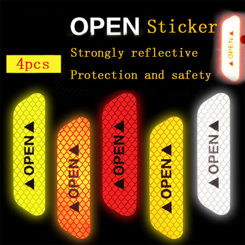 Car door safety anti-collision warning reflective stickers OPEN stickers Exterior Accessories
