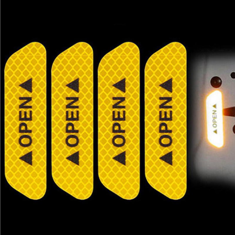 Car door safety anti-collision warning reflective stickers OPEN stickers Exterior Accessories