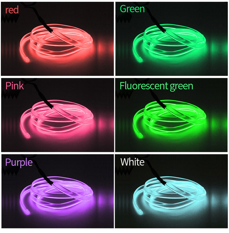 Car Interior Led Decorative Lamp EL Wiring Neon Strip For Auto Interior Accessories