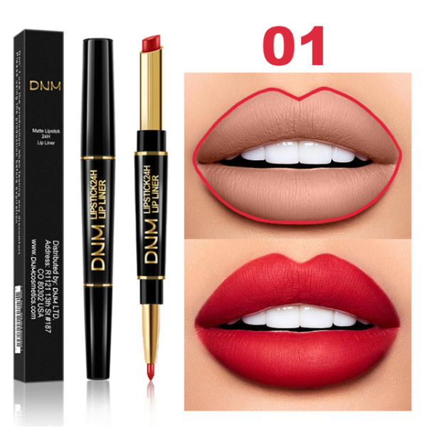 2 IN 1  Lip Liner Waterproof Matte Lipstick Pencil Contour Tint Sexy Red Matte Long Lasting Makeup
