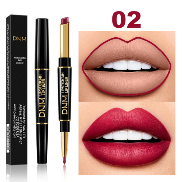 2 IN 1  Lip Liner Waterproof Matte Lipstick Pencil Contour Tint Sexy Red Matte Long Lasting Makeup