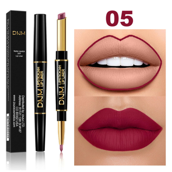 2 IN 1  Lip Liner Waterproof Matte Lipstick Pencil Contour Tint Sexy Red Matte Long Lasting Makeup