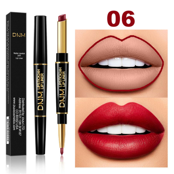 2 IN 1  Lip Liner Waterproof Matte Lipstick Pencil Contour Tint Sexy Red Matte Long Lasting Makeup