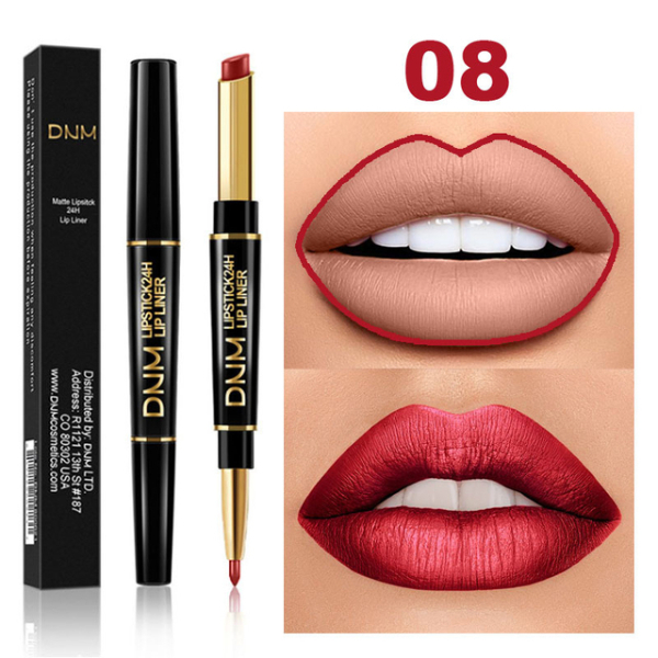 2 IN 1  Lip Liner Waterproof Matte Lipstick Pencil Contour Tint Sexy Red Matte Long Lasting Makeup