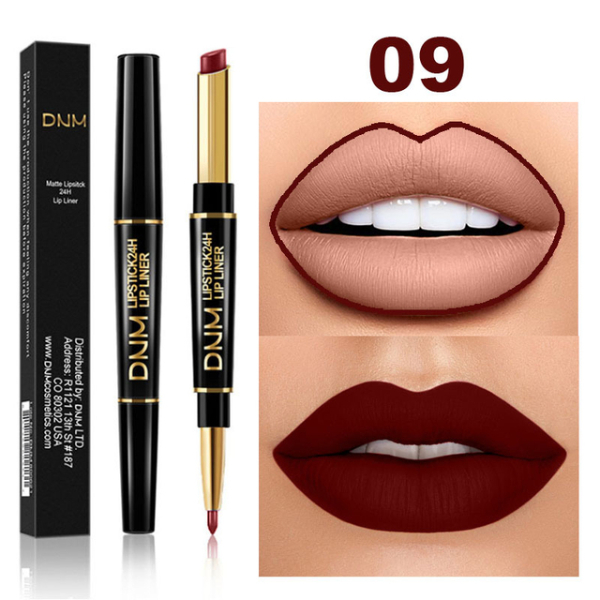 2 IN 1  Lip Liner Waterproof Matte Lipstick Pencil Contour Tint Sexy Red Matte Long Lasting Makeup